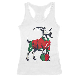 Number Seven Soccer GOAT Siuuuu Celebration Racerback Tank Top TS12 White Print Your Wear