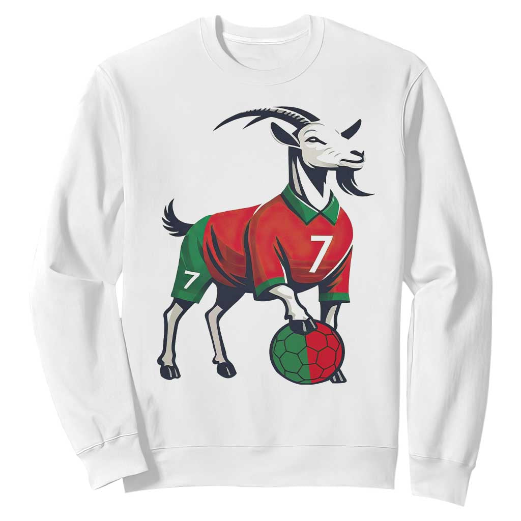 Number Seven Soccer GOAT Siuuuu Celebration Sweatshirt TS12 White Print Your Wear
