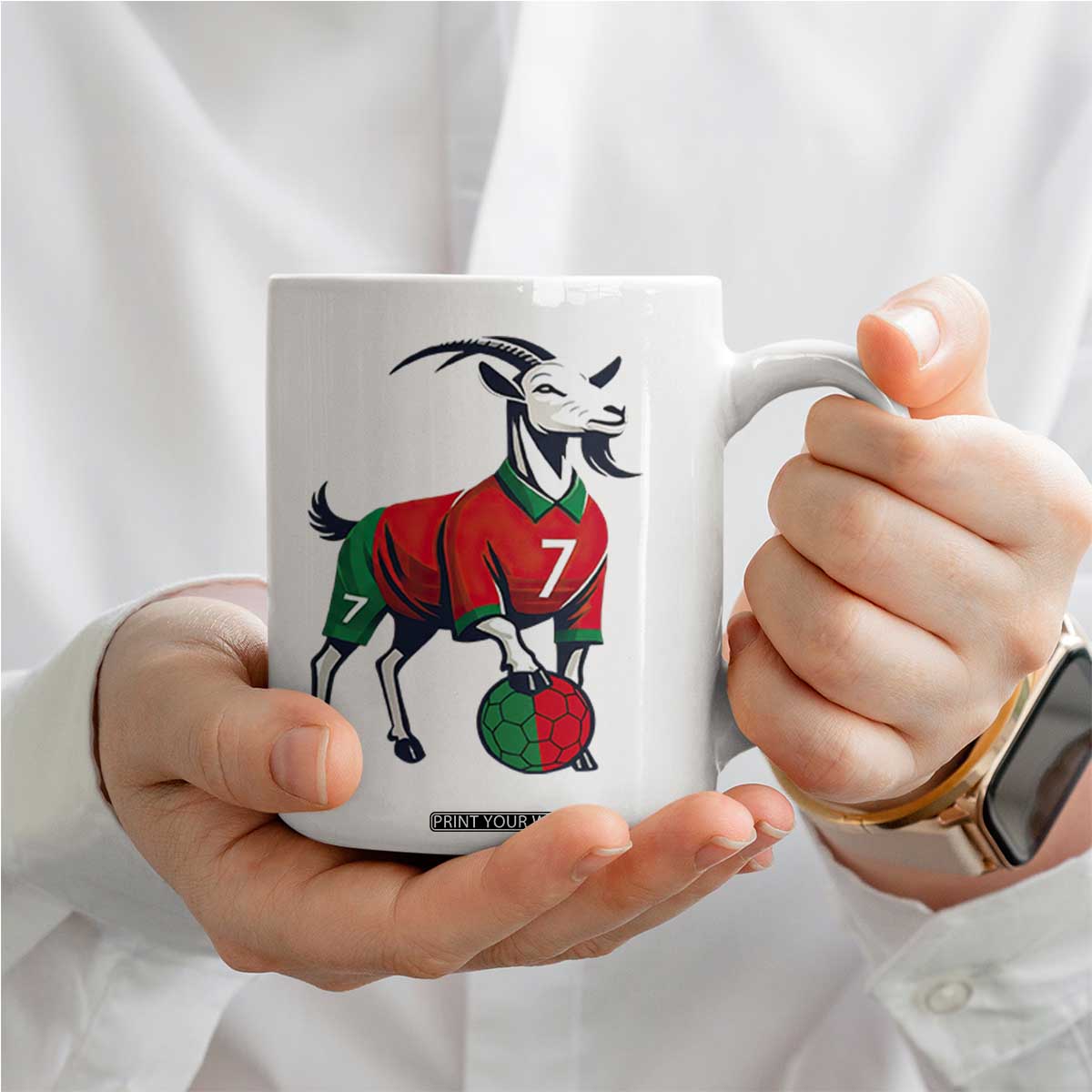 Number Seven Soccer GOAT Siuuuu Celebration Coffee Mug TS12 Print Your Wear