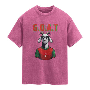 Siuuuu Goat Soccer Celebration Washed Cotton T-Shirt Gift For Fans