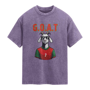 Siuuuu Goat Soccer Celebration Washed Cotton T-Shirt Gift For Fans