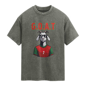 Siuuuu Goat Soccer Celebration Washed Cotton T-Shirt Gift For Fans