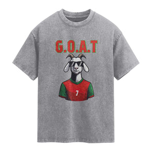 Siuuuu Goat Soccer Celebration Washed Cotton T-Shirt Gift For Fans