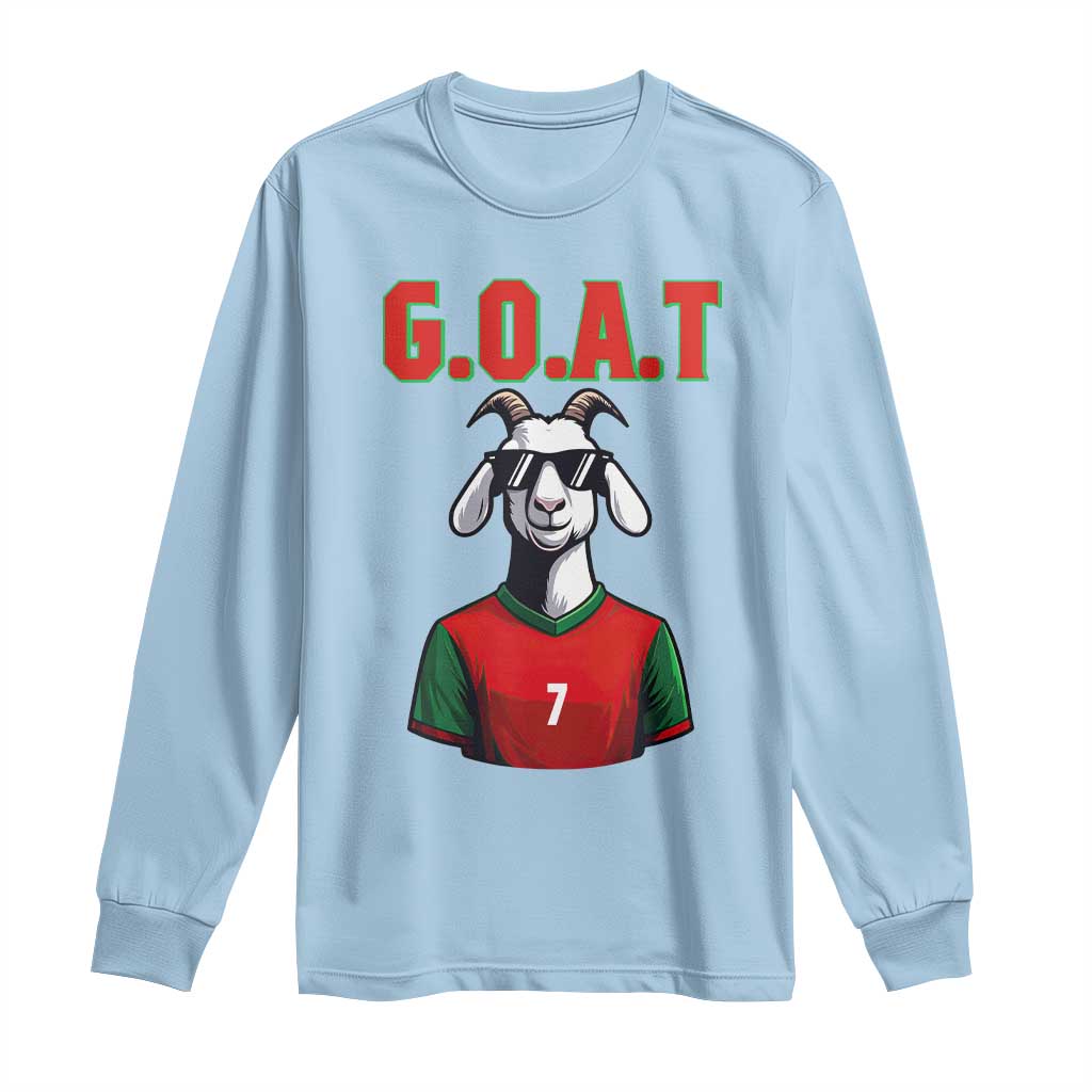 Siuuuu Goat Soccer Celebration Long Sleeve Shirt Gift For Fans TS12 Light Blue Print Your Wear