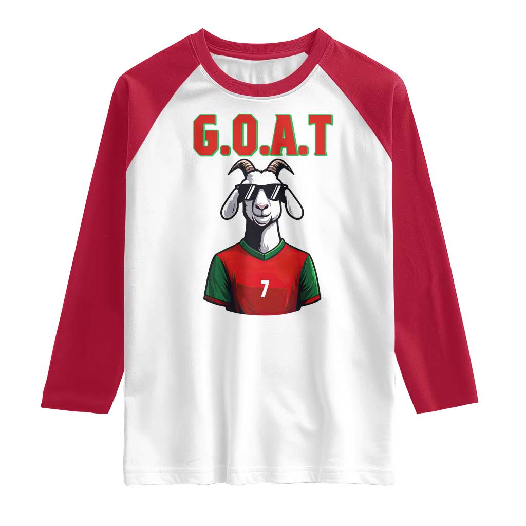 Siuuuu Goat Soccer Celebration Raglan Shirt Gift For Fans TS12 White Red Print Your Wear
