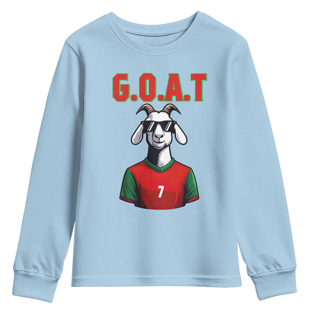 Siuuuu Goat Soccer Celebration Youth Sweatshirt Gift For Fans TS12 Light Blue Print Your Wear
