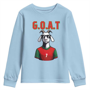 Siuuuu Goat Soccer Celebration Youth Sweatshirt Gift For Fans TS12 Light Blue Print Your Wear
