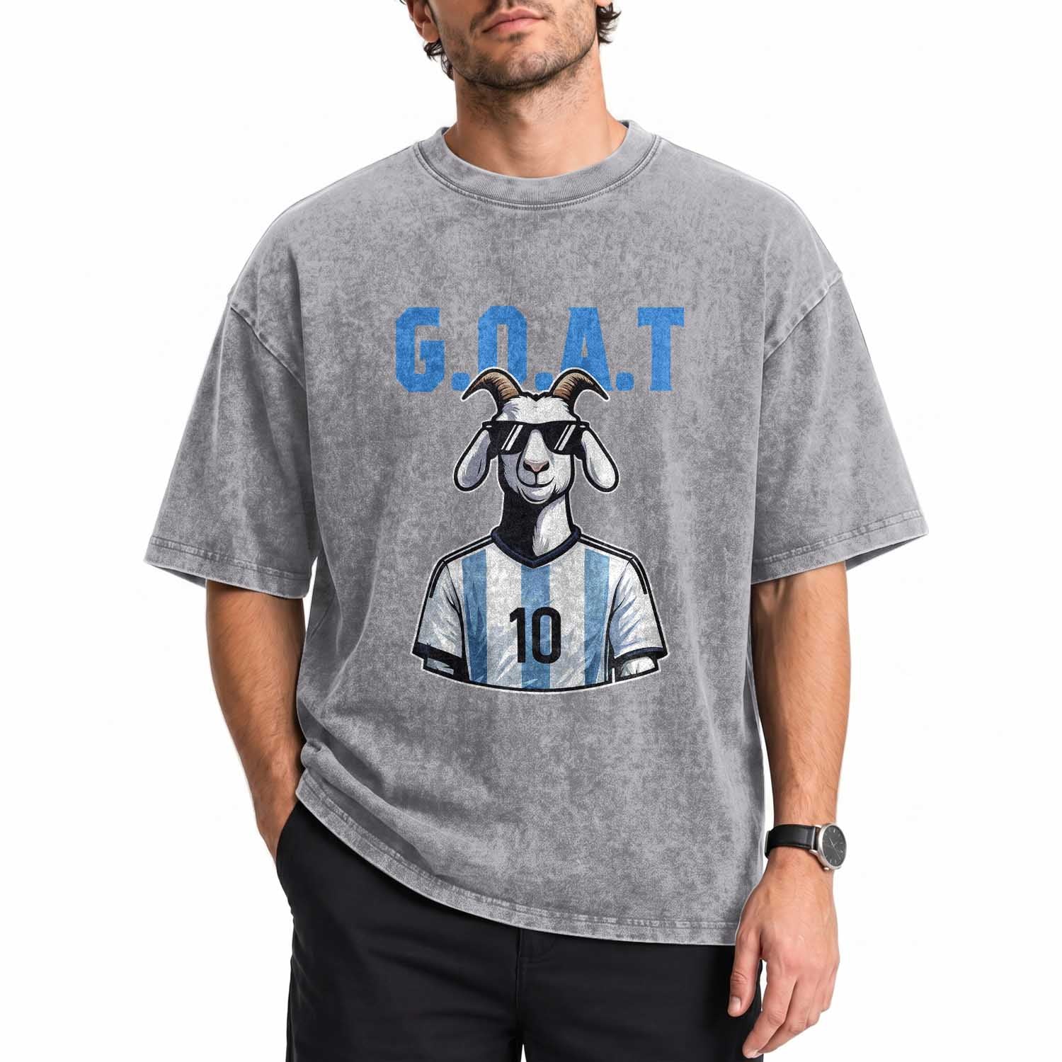 The Goat Of Soccer Number Ten Washed Cotton T-Shirt Gift For Fans