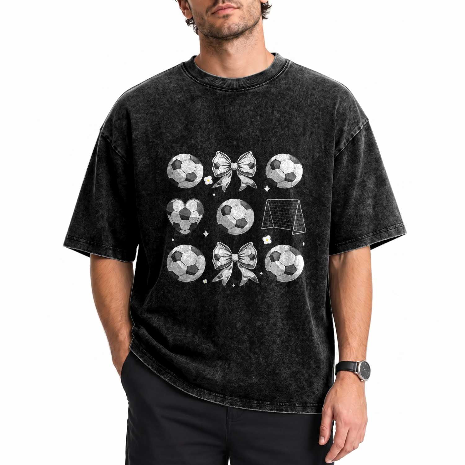 Game Day Coquette Aesthetic Washed Cotton T-Shirt Soccer Mom Gifts