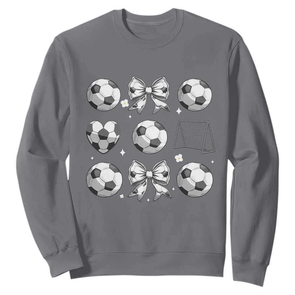 Game Day Coquette Aesthetic Sweatshirt Soccer Mom Gifts TS12 Charcoal Print Your Wear