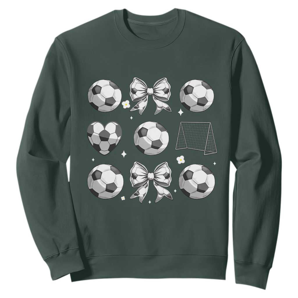 Game Day Coquette Aesthetic Sweatshirt Soccer Mom Gifts TS12 Dark Forest Green Print Your Wear