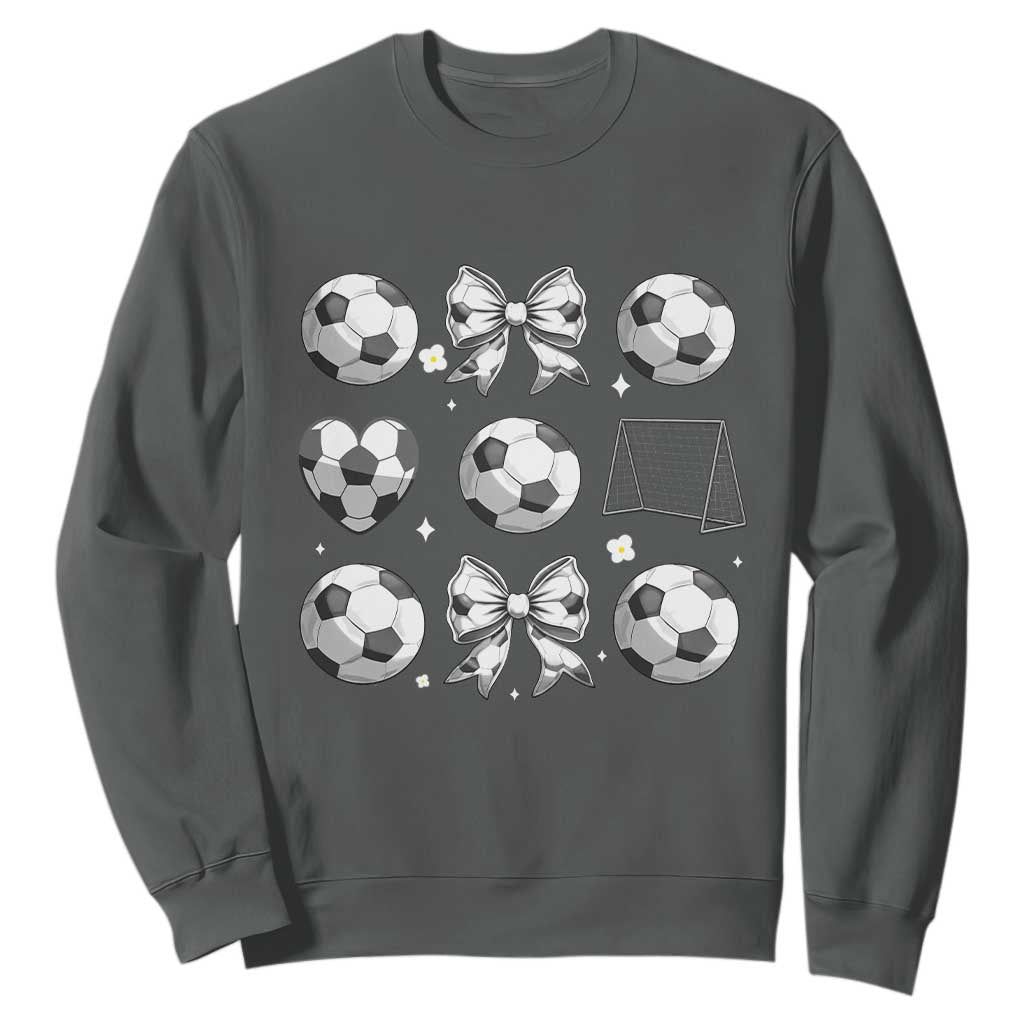 Game Day Coquette Aesthetic Sweatshirt Soccer Mom Gifts TS12 Dark Heather Print Your Wear