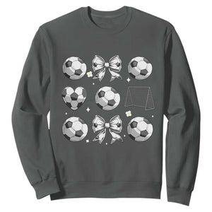 Game Day Coquette Aesthetic Sweatshirt Soccer Mom Gifts TS12 Dark Heather Print Your Wear