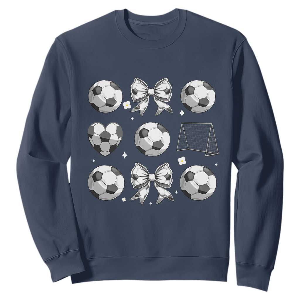 Game Day Coquette Aesthetic Sweatshirt Soccer Mom Gifts TS12 Navy Print Your Wear