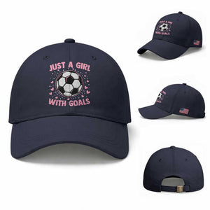 Just A Girl With Goals Baseball Cap Soccer Player Girl TS12 Baseball Cap Universal Fit Navy Print Your Wear