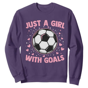Just A Girl With Goals Sweatshirt Soccer Player Girl TS12 Purple Print Your Wear