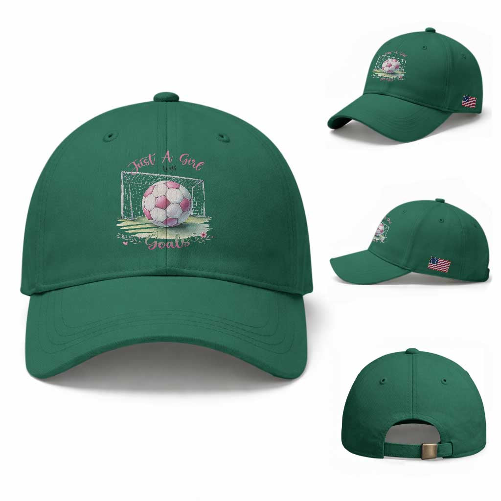 Just A Girl With Goals Baseball Cap Soccer Gift For Her TS12 Baseball Cap Universal Fit Irish Green Print Your Wear