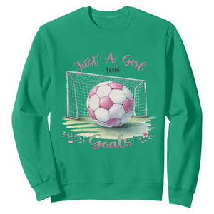 Just A Girl With Goals Sweatshirt Soccer Gift For Her TS12 Irish Green Print Your Wear