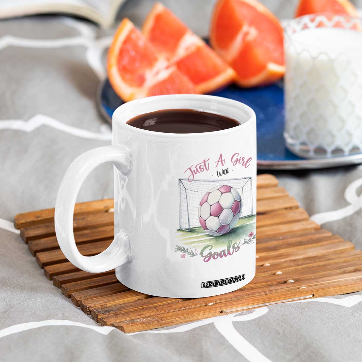 Just A Girl With Goals Coffee Mug Soccer Gift For Her TS12 Print Your Wear