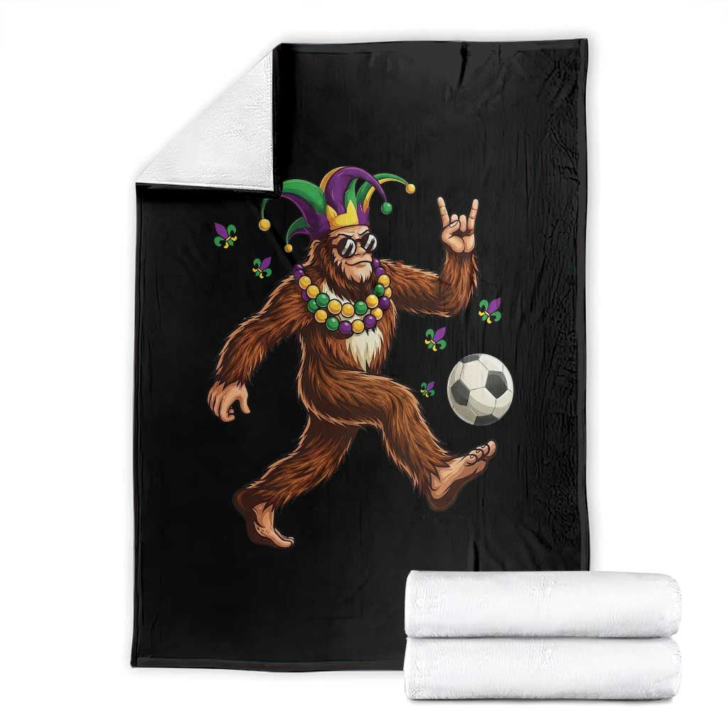Funny Mardi Gras Bigfoot Playing Soccer Throw Blanket Football Fan Gift TS12 Black Print Your Wear