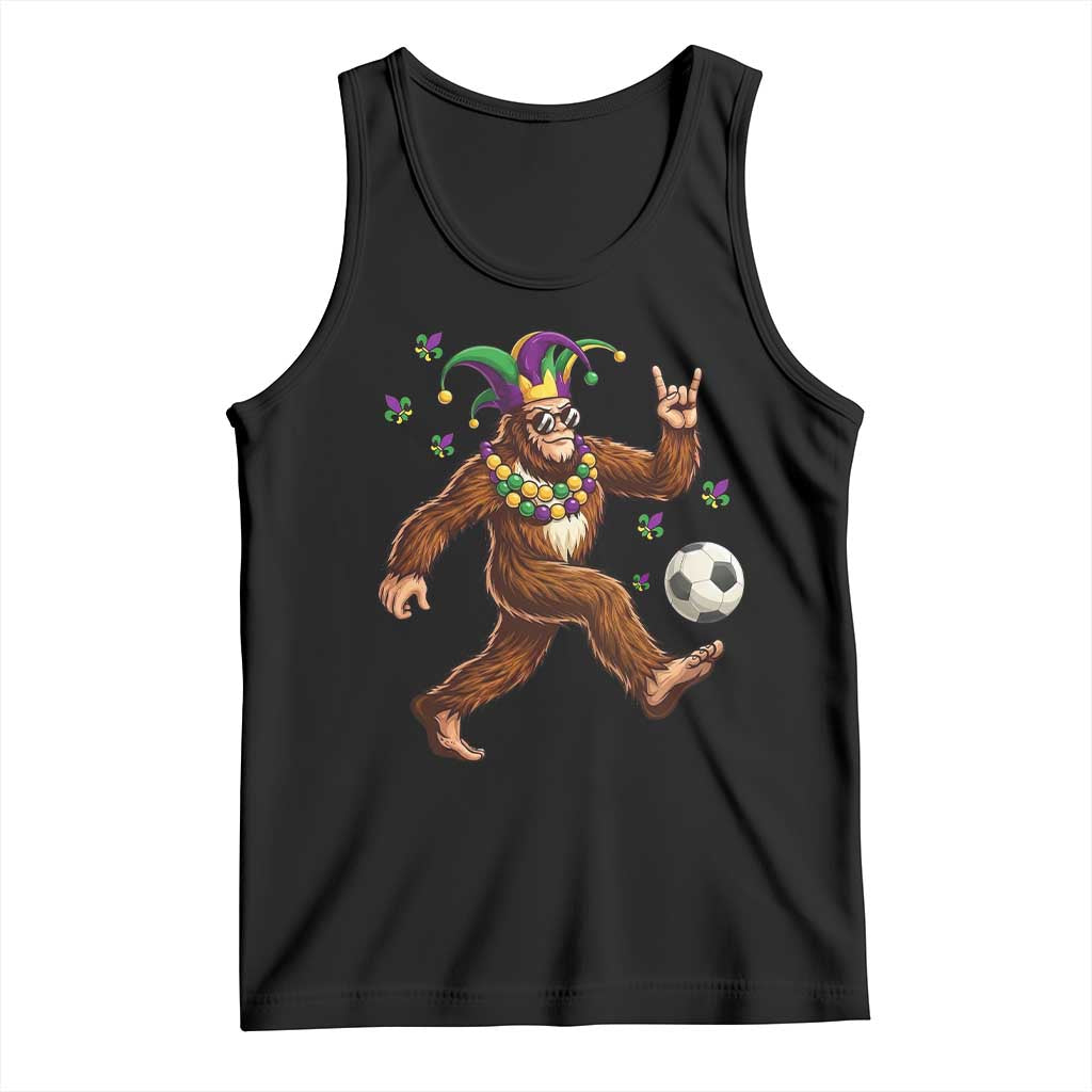 Funny Mardi Gras Bigfoot Playing Soccer Tank Top Football Fan Gift TS12 Black Print Your Wear