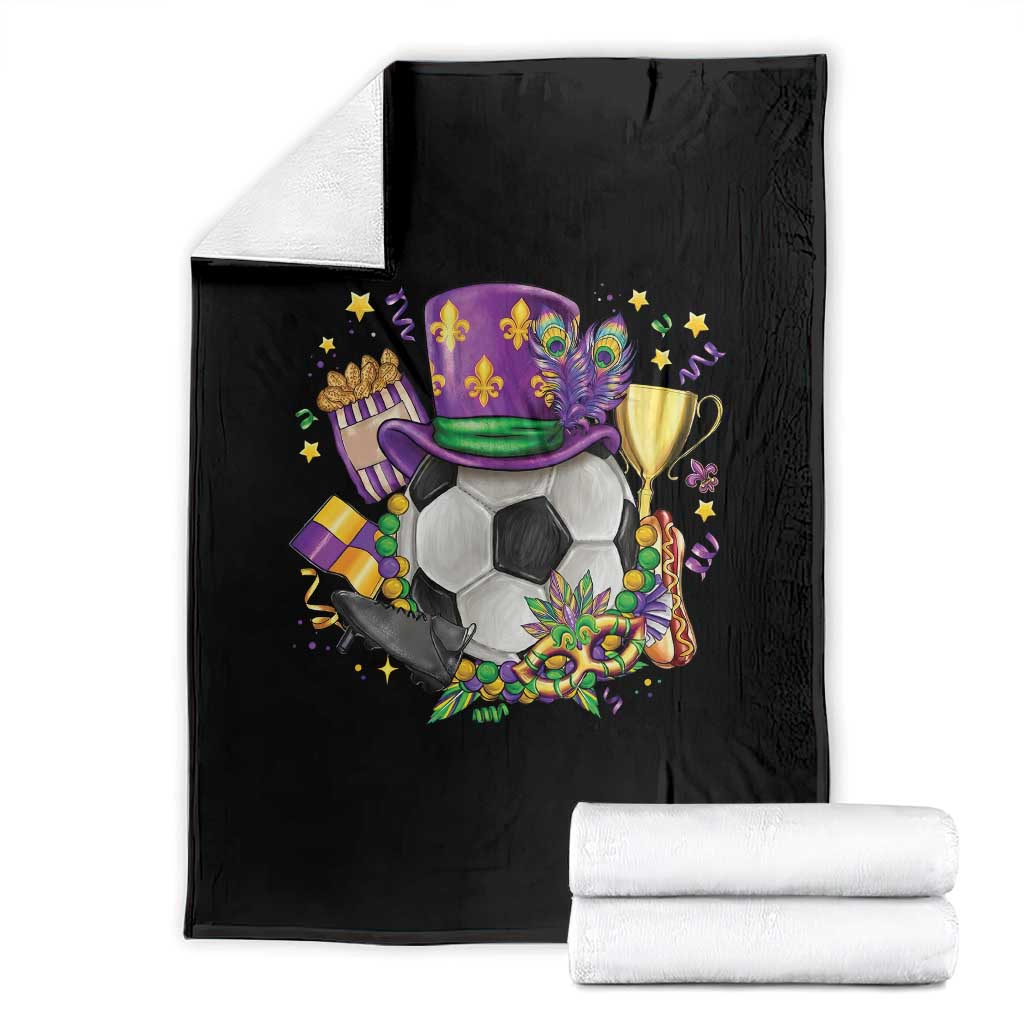 Mardi Gras Soccer Ball Throw Blanket Funny Soccer Player Gift TS12 Black Print Your Wear