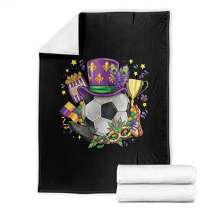 Mardi Gras Soccer Ball Throw Blanket Funny Soccer Player Gift TS12 Black Print Your Wear