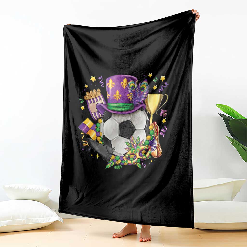 Mardi Gras Soccer Ball Throw Blanket Funny Soccer Player Gift TS12 Print Your Wear
