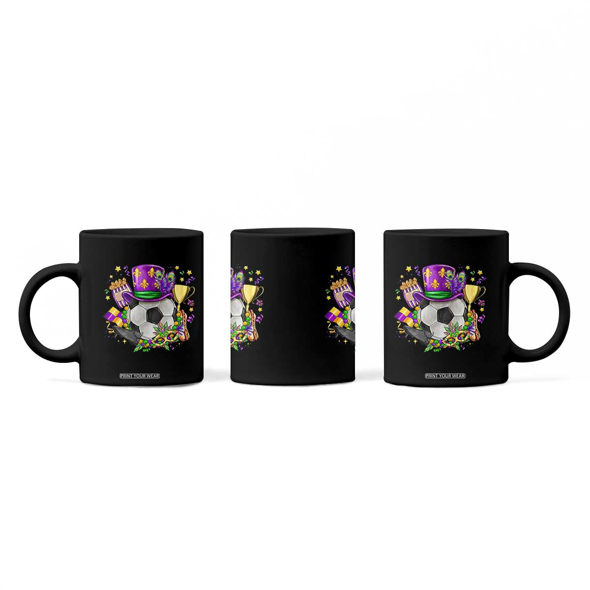 Mardi Gras Soccer Ball Coffee Mug Funny Soccer Player Gift TS12 Print Your Wear