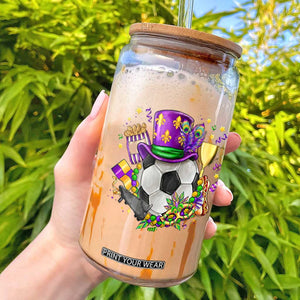 Mardi Gras Soccer Ball Glass Can Funny Soccer Player Gift TS12 Black Print Your Wear