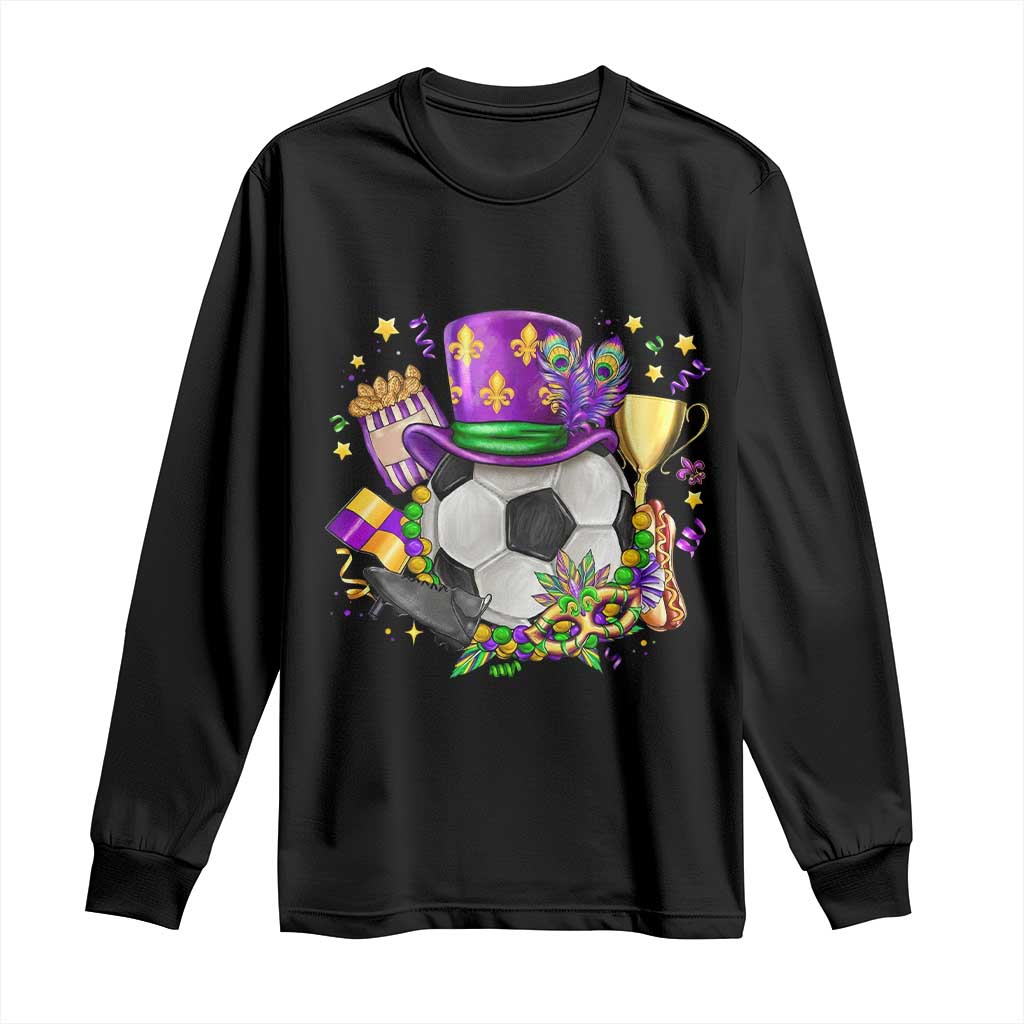 Mardi Gras Soccer Ball Long Sleeve Shirt Funny Soccer Player Gift TS12 Black Print Your Wear