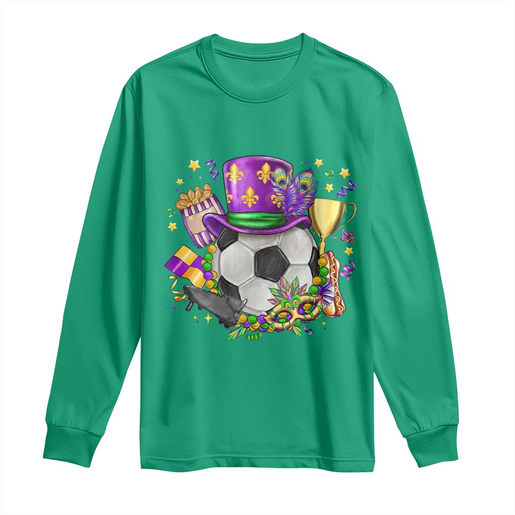 Mardi Gras Soccer Ball Long Sleeve Shirt Funny Soccer Player Gift TS12 Irish Green Print Your Wear