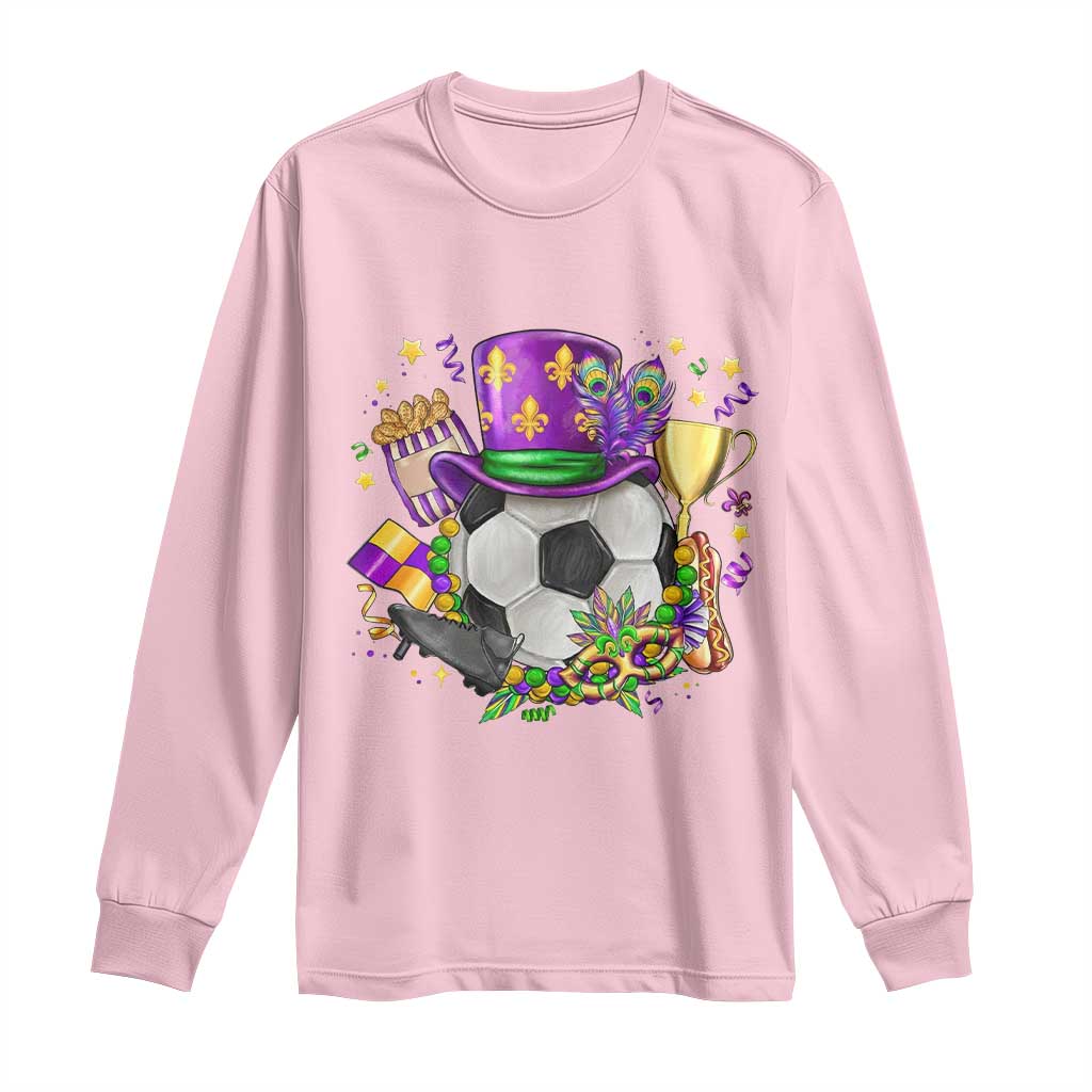 Mardi Gras Soccer Ball Long Sleeve Shirt Funny Soccer Player Gift TS12 Light Pink Print Your Wear