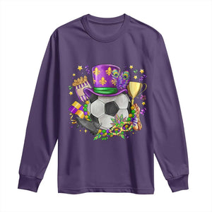 Mardi Gras Soccer Ball Long Sleeve Shirt Funny Soccer Player Gift TS12 Purple Print Your Wear