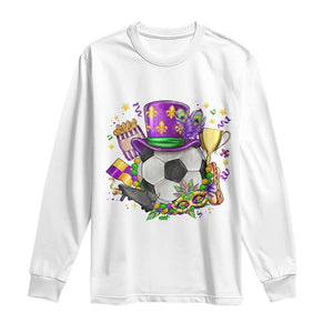 Mardi Gras Soccer Ball Long Sleeve Shirt Funny Soccer Player Gift TS12 White Print Your Wear