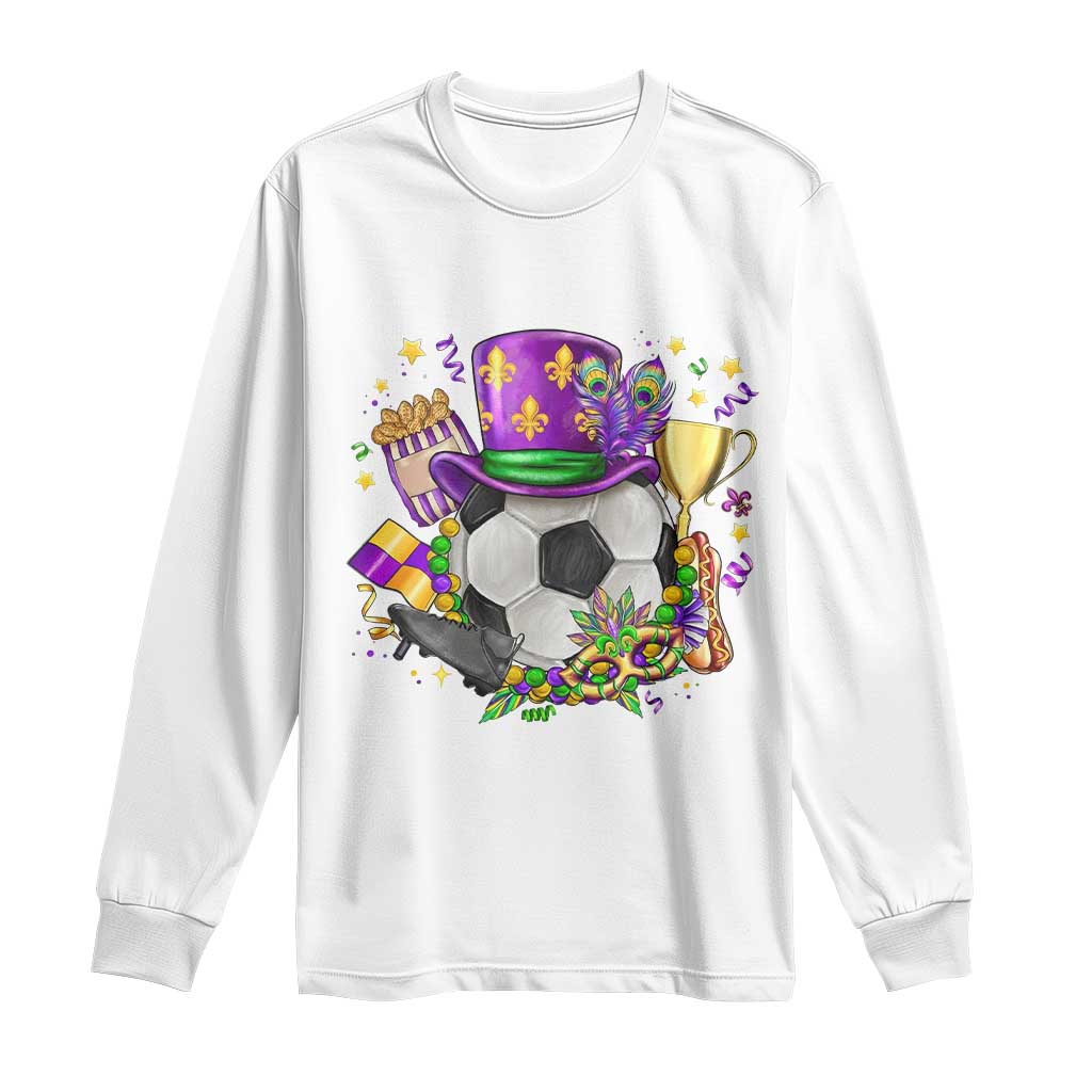 Mardi Gras Soccer Ball Long Sleeve Shirt Funny Soccer Player Gift TS12 White Print Your Wear