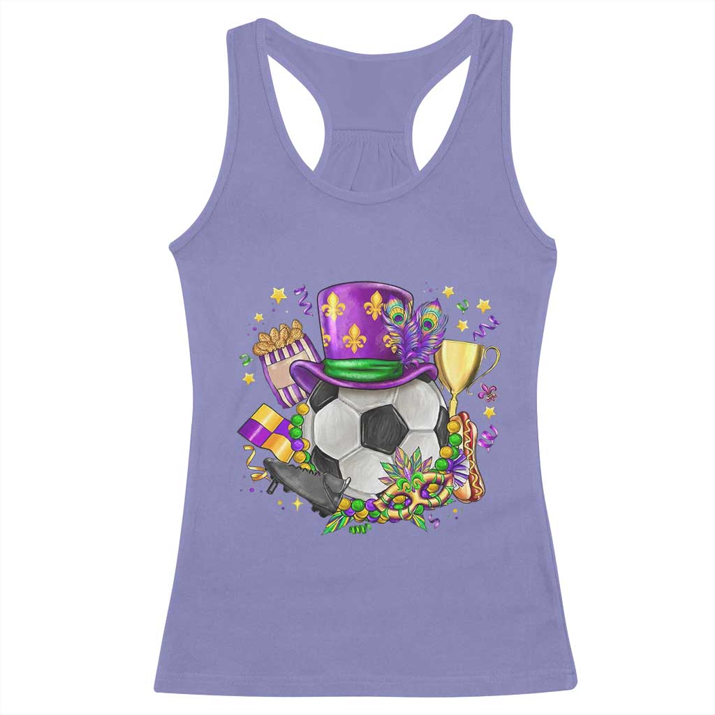 Mardi Gras Soccer Ball Racerback Tank Top Funny Soccer Player Gift TS12 Violet Print Your Wear