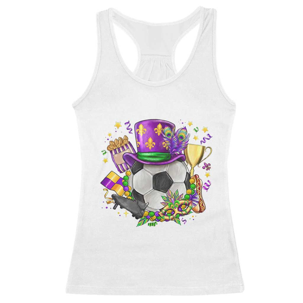 Mardi Gras Soccer Ball Racerback Tank Top Funny Soccer Player Gift TS12 White Print Your Wear