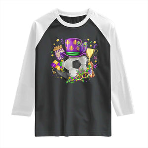 Mardi Gras Soccer Ball Raglan Shirt Funny Soccer Player Gift TS12 Black White Print Your Wear