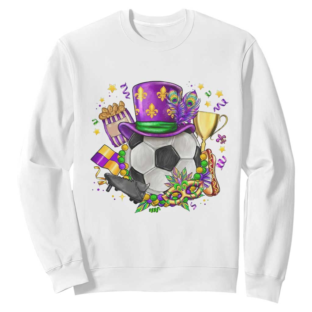 Mardi Gras Soccer Ball Sweatshirt Funny Soccer Player Gift TS12 White Print Your Wear