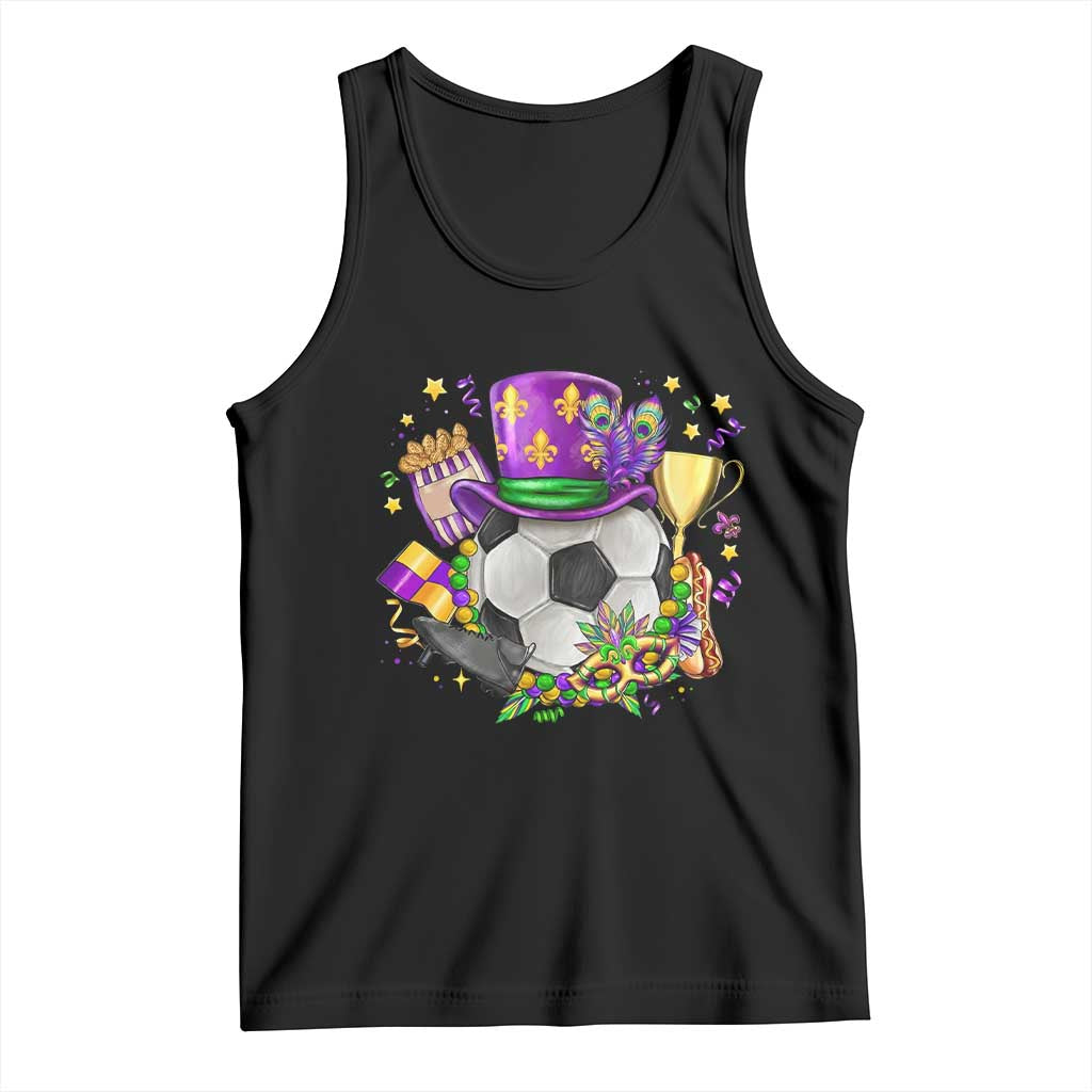 Mardi Gras Soccer Ball Tank Top Funny Soccer Player Gift TS12 Black Print Your Wear
