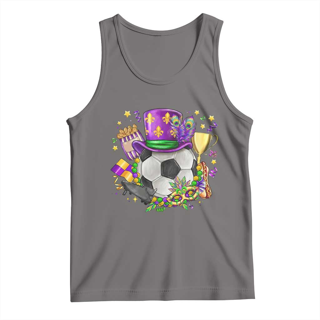 Mardi Gras Soccer Ball Tank Top Funny Soccer Player Gift TS12 Deep Heather Print Your Wear