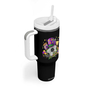 Mardi Gras Soccer Ball Tumbler With Handle Funny Soccer Player Gift TS12 Print Your Wear