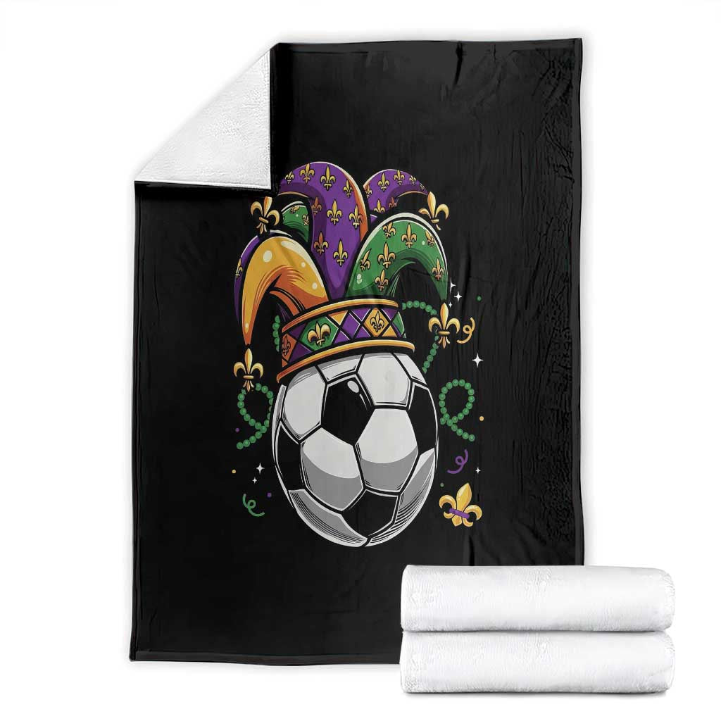 Mardi Gras Soccer Ball Throw Blanket Funny Louisiana Carnival Sports Gift TS12 Black Print Your Wear