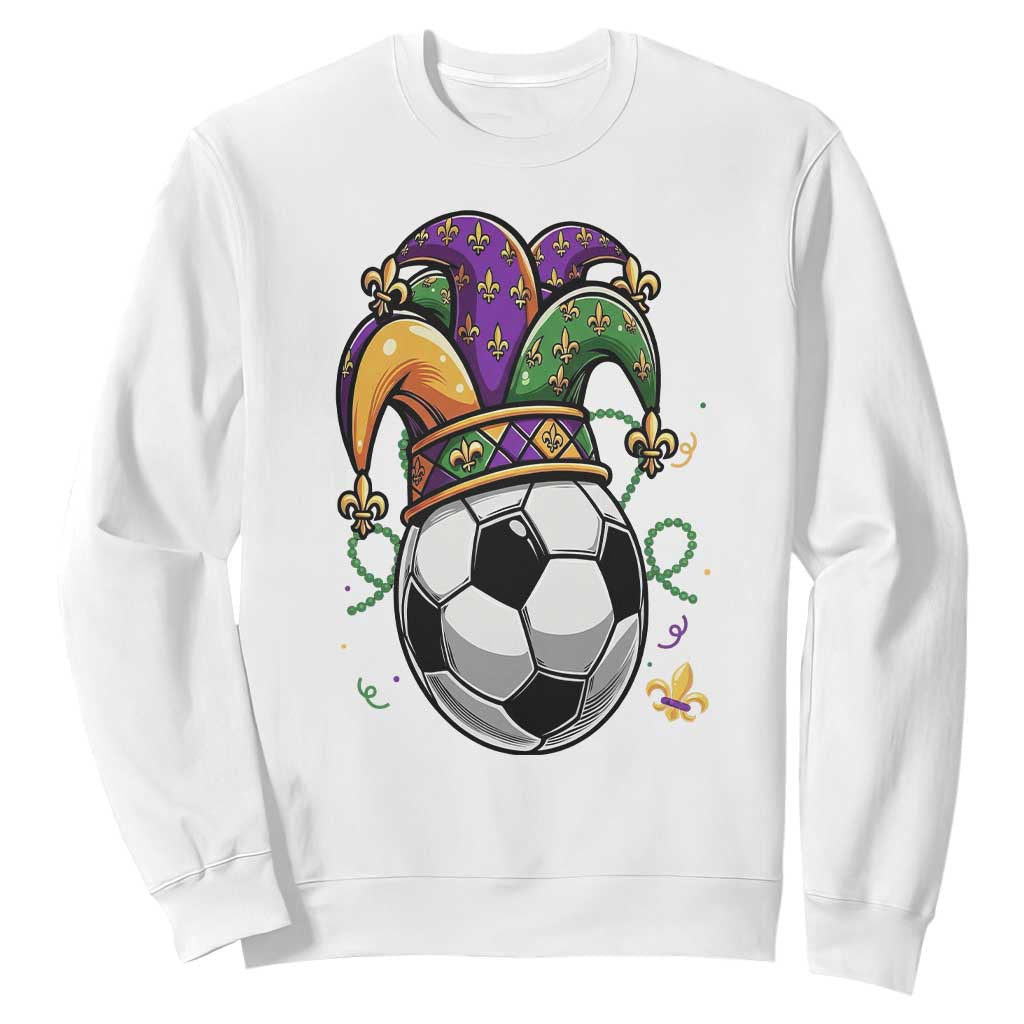 Mardi Gras Soccer Ball Sweatshirt Funny Louisiana Carnival Sports Gift TS12 White Print Your Wear