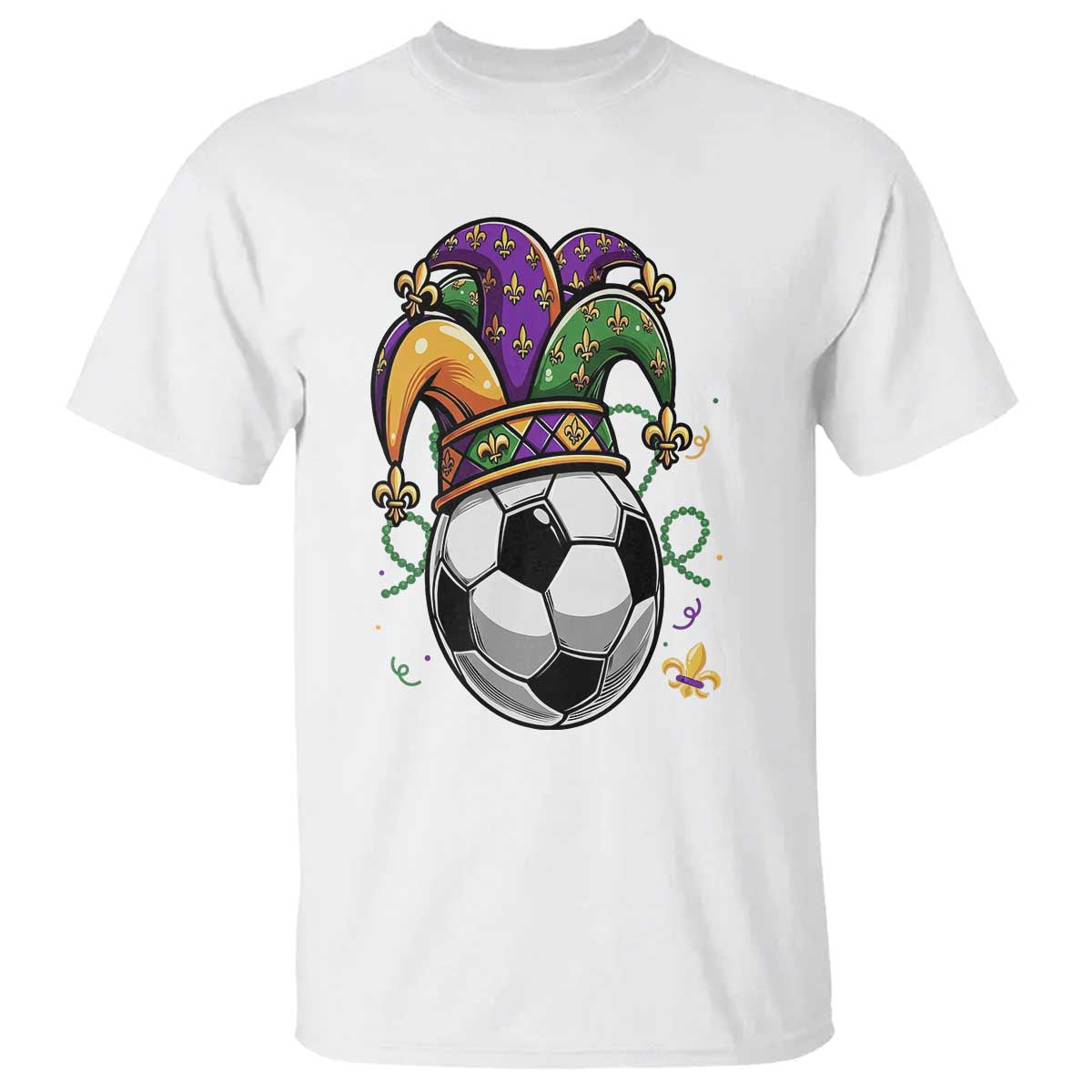 Mardi Gras Soccer Ball T Shirt Funny Louisiana Carnival Sports Gift TS12 White Print Your Wear