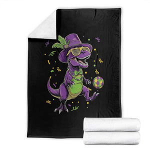 Funny Mardi Gras Dinosaur Playing Soccer Throw Blanket TS12 Black Print Your Wear