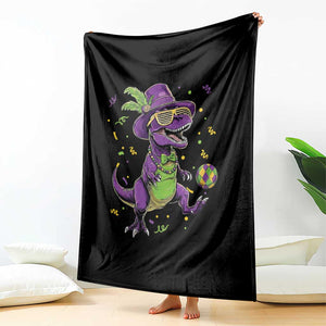 Funny Mardi Gras Dinosaur Playing Soccer Throw Blanket TS12 Print Your Wear