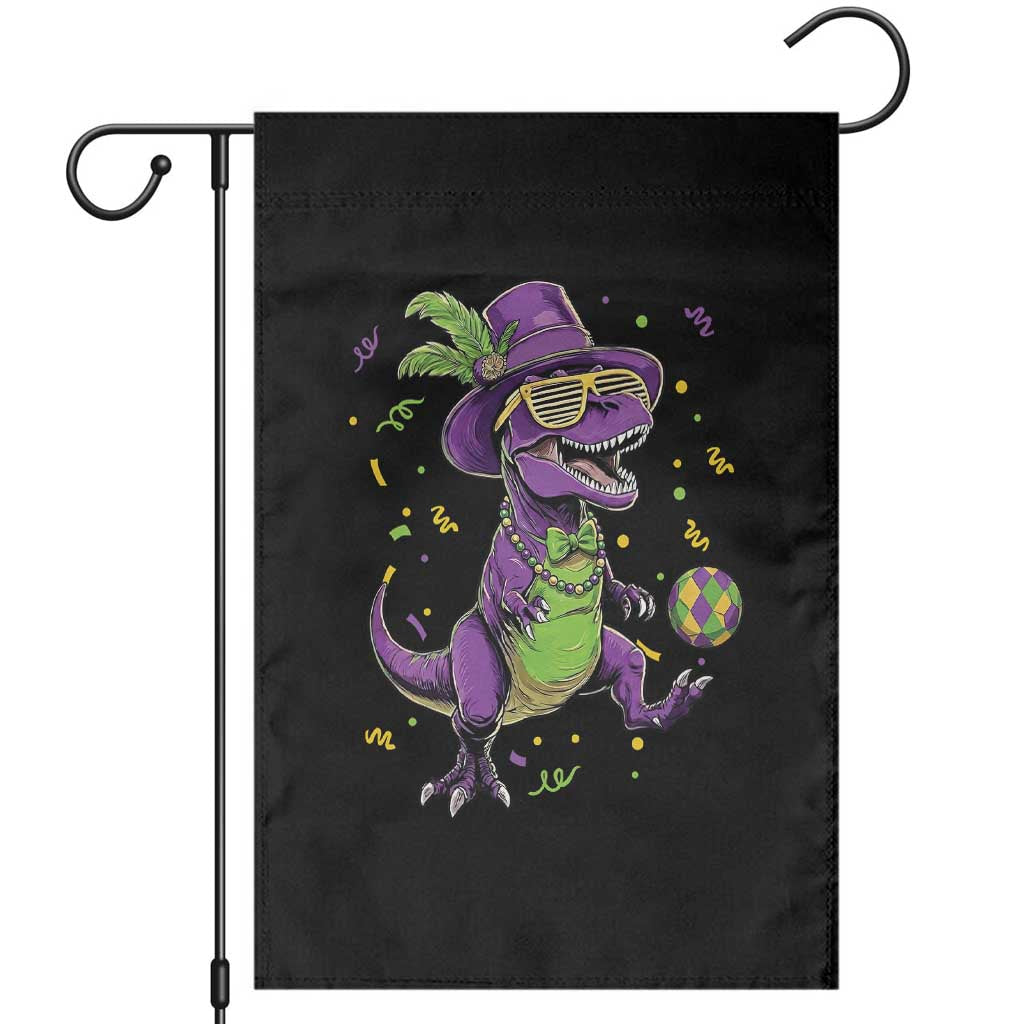 Funny Mardi Gras Dinosaur Playing Soccer Garden Flag TS12 Black Print Your Wear