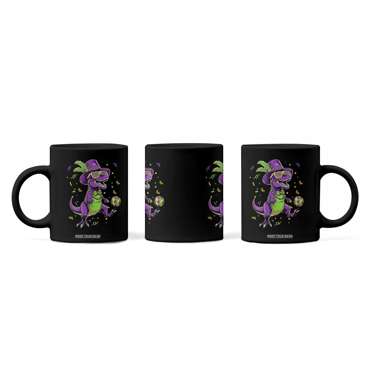 Funny Mardi Gras Dinosaur Playing Soccer Coffee Mug TS12 Print Your Wear